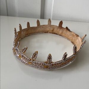 Vintage 40s 50s Beaded Cream Bridal Crown Wedding Headband *Read Description*